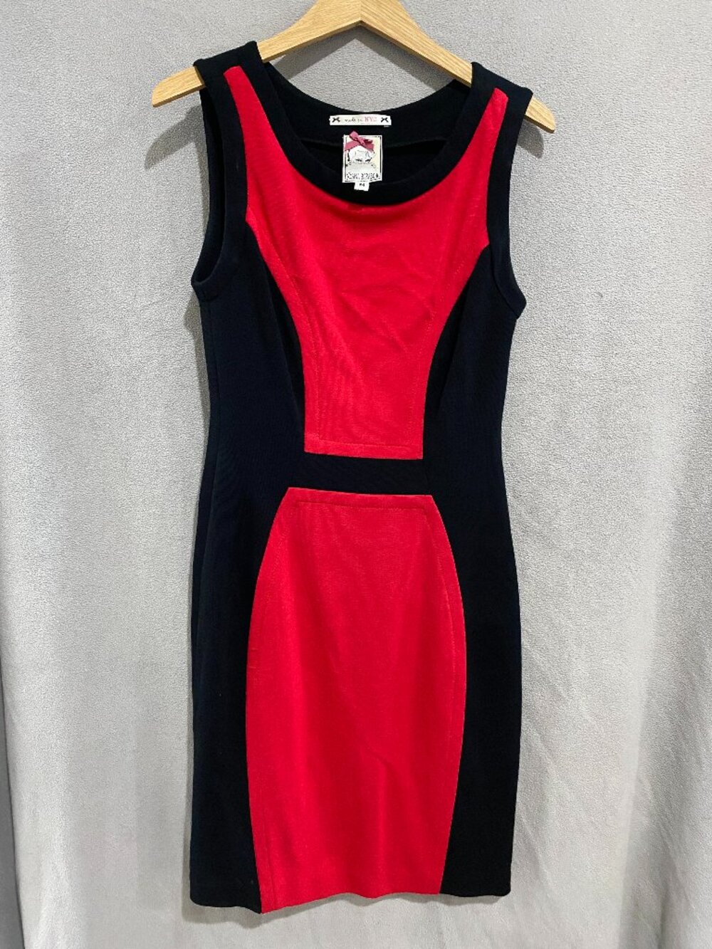 Yoana Baraschi Colorblock Sheath Dress Black Red Bodycon Made in USA Size M